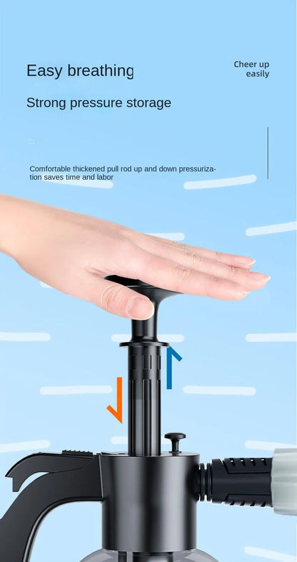 Pulverizador de espuma con bomba de mano, Cañón de espuma neumático de mano, botella de Spray de lavado de coches, limpieza de ventanas de automóviles, 3 tipos de boquilla, 2L