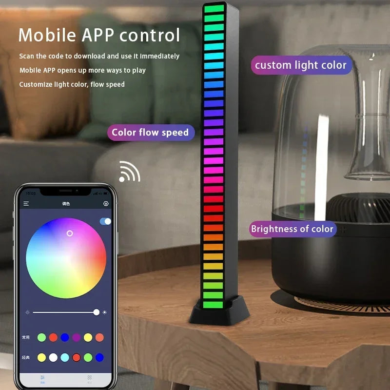 Tira de luces LED RGB, Control de sonido y música, lámpara ambiental de ritmo, luces nocturnas de ambiente para Bar, coche, habitación, TV, decoración para juegos
