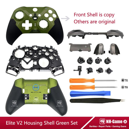 Kit de carcasa de repuesto para controlador Xbox Elite Series 2, funda frontal trasera LB RB, empuñaduras de botón de parachoques, bolsa de transporte