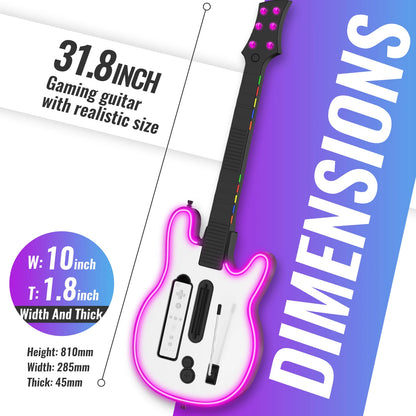 Consola Wii Controlador de guitarra inalámbrico Consola Wii Guitarra para juegos de banda de rock con luces RGB