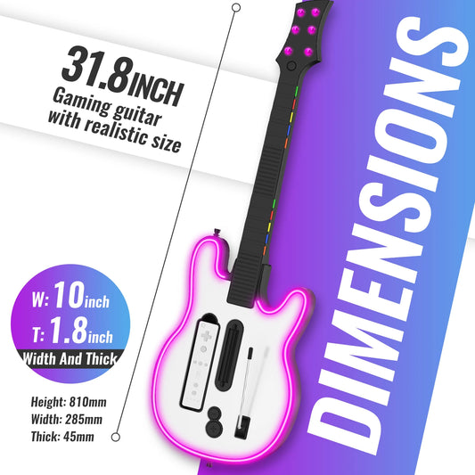 Consola Wii Controlador de guitarra inalámbrico Consola Wii Guitarra para juegos de banda de rock con luces RGB