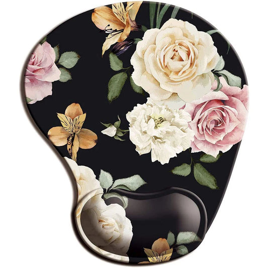 Alfombrilla de ratón ergonómica de flores con soporte para muñeca, lindas alfombrillas de ratón, Base de goma antideslizante para el hogar, oficina, trabajo, estudio, juego de Pc