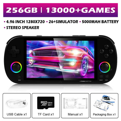 Consola de juegos portátil Trimui Smart Pro, 128G, 256G, pantalla IPS de 4,96 pulgadas, sistema Linux, Joystick, iluminación RGB, reproductor de videojuegos Retro, nuevo