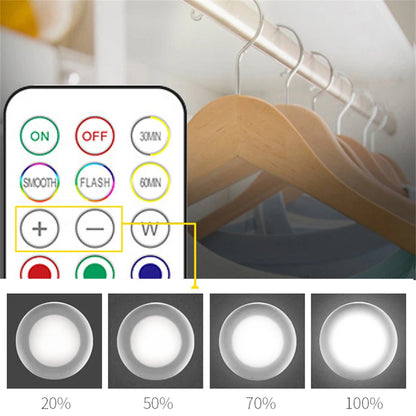 Luces LED RGB para debajo del gabinete con Control remoto, lámpara nocturna regulable inalámbrica alimentada por batería, luces LED para luz de armario del hogar
