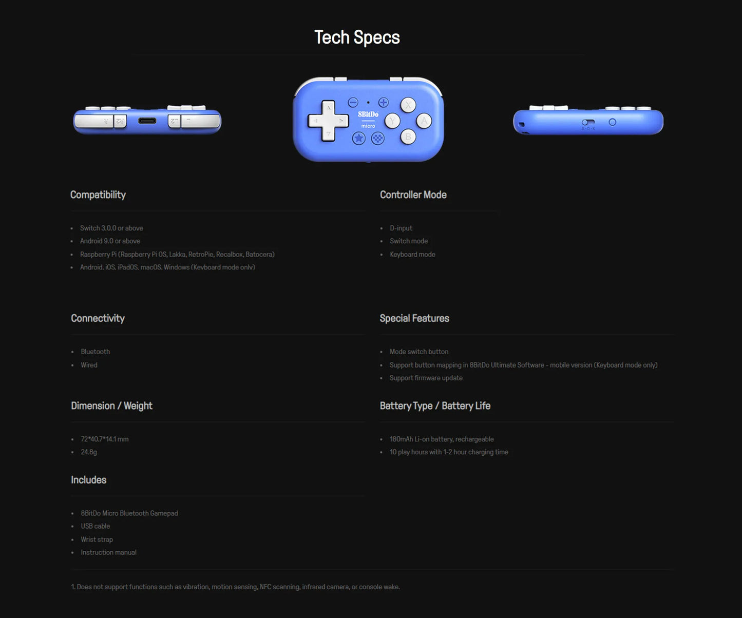 8bitdo-mando inalámbrico Micro Bluetooth para Nintendo Switch, controlador de juego para Windows, Android, macOS, iOS, iPadOS, Raspberry Pi