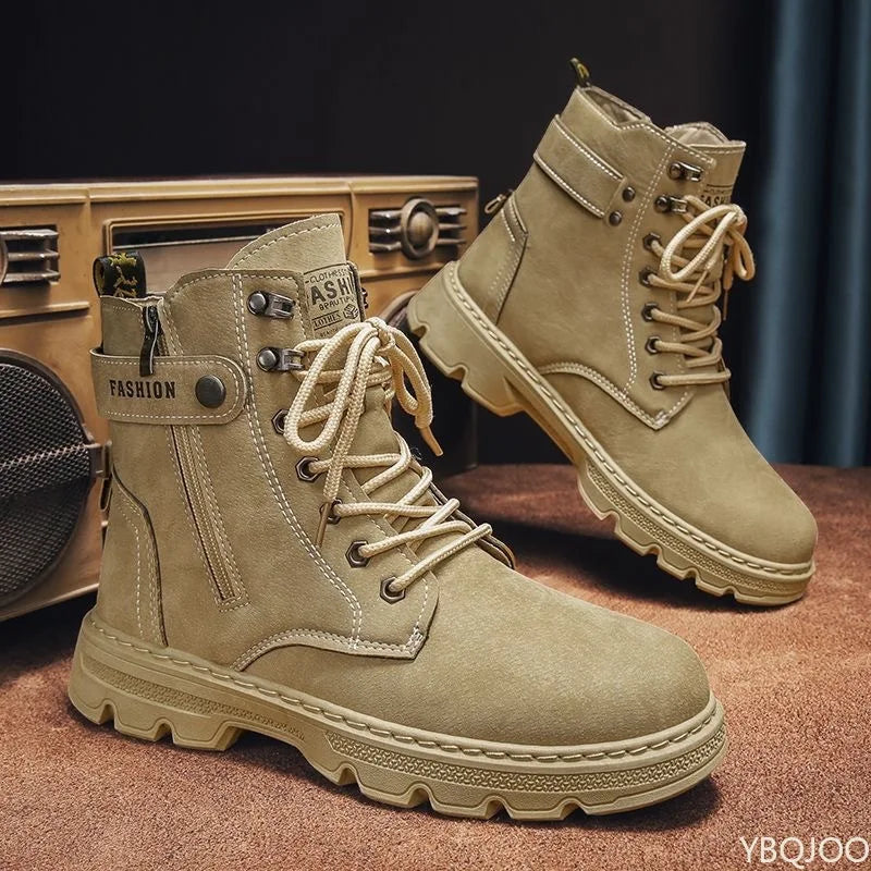 Zapatos de hombre de caña alta versátiles a la moda, zapatos de senderismo al aire libre de otoño, zapatos deportivos cómodos e informales