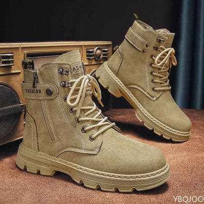 Zapatos de hombre de caña alta versátiles a la moda, zapatos de senderismo al aire libre de otoño, zapatos deportivos cómodos e informales