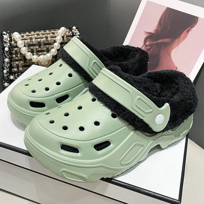 Zapatos de cueva EVA acolchados de invierno para hombres y mujeres, nuevos zapatos Baotou de fondo grueso, zapatillas de algodón cálidas para parejas, hombres y mujeres