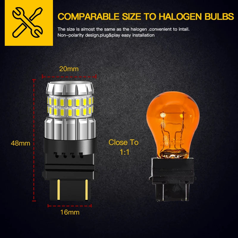 2 uds Canbus luz LED de circulación diurna bombilla DRL 3157 P27/7W T25 para Jeep Compass 2011-2016 Grand Cherokee 2011 2012 2013