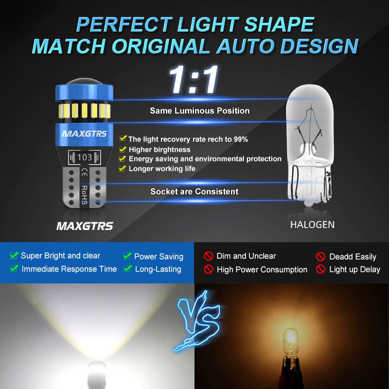 2 uds T10 W5W bombillas LED rojo Canbus 194 168 LED liquidación luz amarilla Interior del coche lectura puerta maletero lámpara de placa de matrícula 6500K