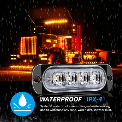 4x 4LED luz de advertencia de coche luz de avería de parrilla coche camión remolque baliza lámpara LED luz lateral ámbar para coches 12V - 24V