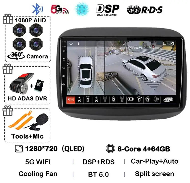 Android15 QLED para Fiat Mobi 2016 2017 2018 -2022 Radio de coche reproductor de vídeo Multimedia navegación GPS estéreo Carplay 4G WIFI sin DVD