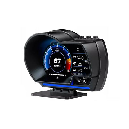 Medidor de sistemas dobles Universal OBD2 y GPS, velocímetro, pantalla frontal, medidor multifunción de temperatura del agua, accesorios Turbo para coche HUD P6