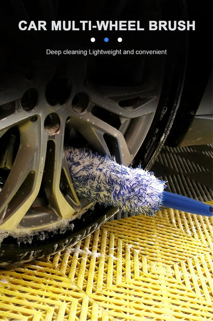 SEAMETAL cepillo de limpieza de llanta de coche, herramienta de lavado de cubo de rueda de coche, cuidado de detalles de coche, cepillo de eliminación de polvo, felpa portátil