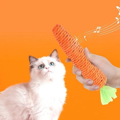 Juguete para gatos con sonido de zanahoria, productos para mascotas, rascador de cuerda de papel resistente a mordeduras, juego interactivo de dientes limpios, juguete para masticar zanahoria para gatos