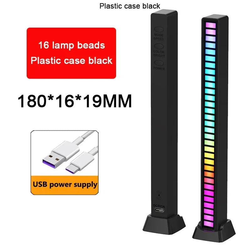 Tira de luces LED RGB, Control de sonido y música, lámpara ambiental de ritmo, luces nocturnas de ambiente para Bar, coche, habitación, TV, decoración para juegos
