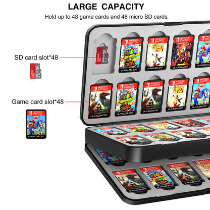 Caja de almacenamiento de tarjetas de juego con interruptor 48 en 1, caja de tarjetas de juego con interruptor magnético, accesorios de juego con forro de silicona suave