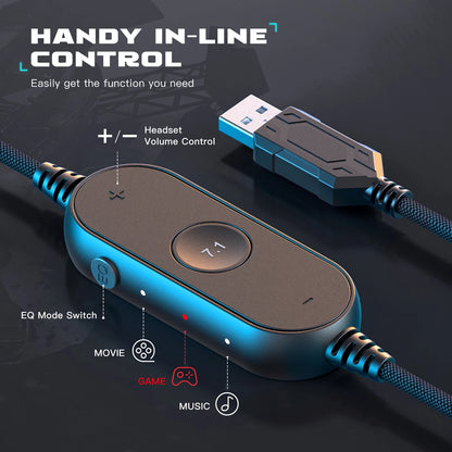 Fifine-auriculares dinámicos RGB para videojuegos, cascos supraaurales con micrófono, sonido envolvente 7,1, PC, PS4, PS5, 3 opciones EQ, juego, película, música
