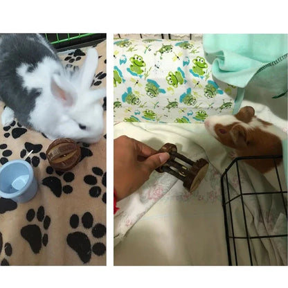 conejillo de indias, conejo, hámster, Animal PEQUEÑO, juguetes con rodillo para mascotas, mancuernas de pino de madera Natural, monociclo, campana para masticar, bola trenzada
