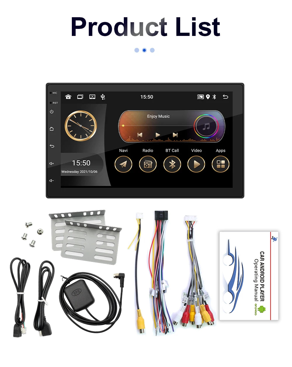 Reproductor Multimedia Universal de 7, 9 y 10 pulgadas pantalla coche android auto con GPS carplay inalambrico WIFI, CarPlay inalámbrico, Android 13, 2 Din, Radio FM, RECEPTOR ESTÉREO sistemas inteligentes de coche