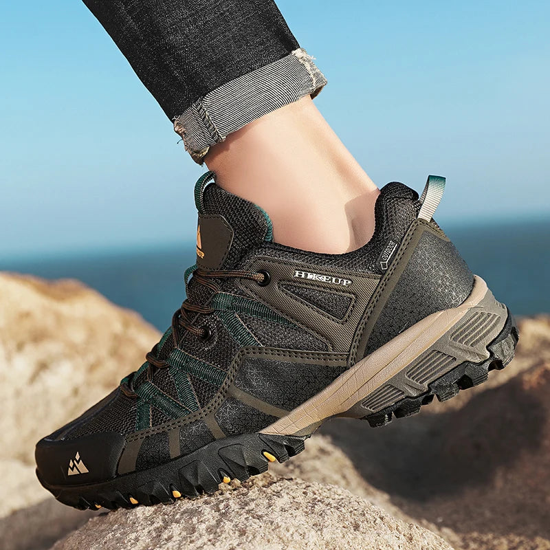 HIKEUP, zapatillas antideslizantes con amortiguación transpirable, zapatos de senderismo para hombre, zapatillas deportivas para correr y senderismo, zapatos deportivos de montaña al aire libre para hombre
