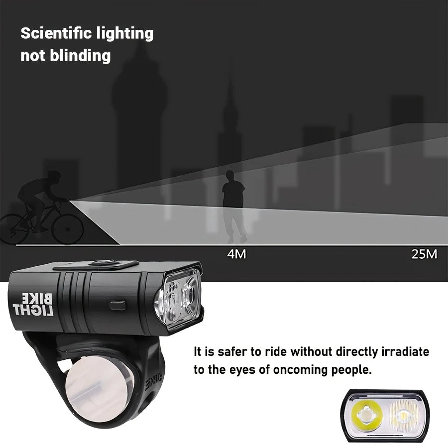 1 unidad, Material plástico, iluminación led, carga USB de faros de bicicleta, adecuado para faros de bicicleta, carrera nocturna, ca