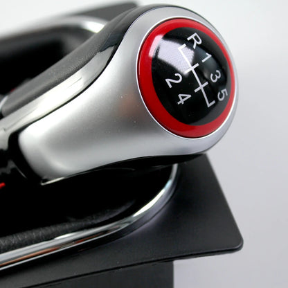 Nuevo Perilla de palanca de cambios MT 5 de 6 velocidades para VW Golf 5 6 R32 GTI GTD MK5 MK6 Jetta Scirocco con cuello de cubierta de bota de polaina de cuero