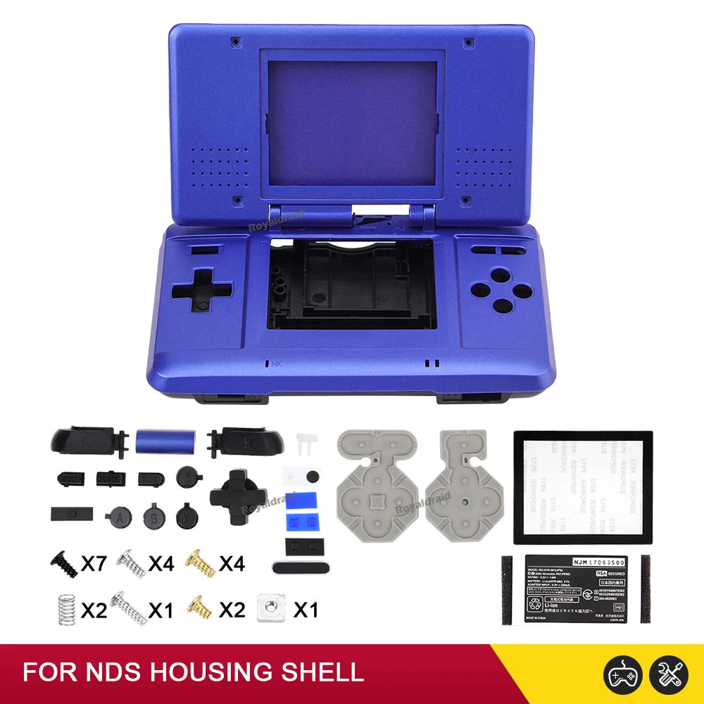 Carcasa de repuesto para consola NDS, DS, NDS, accesorios con botones, 6 colores, azul y rojo