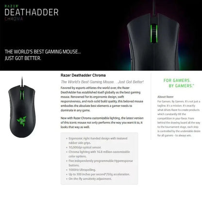 Razer DeathAdder Essential Ratón para juegos por cable/ratones con cable 6400DPI 5 botones independientes para ordenador portátil PC Gamer