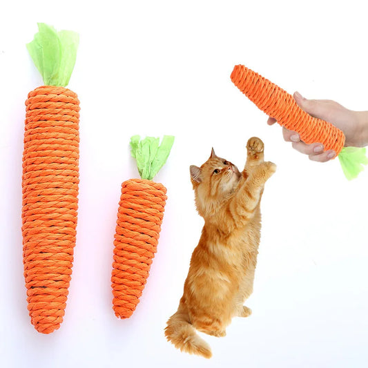 Juguete para gatos con sonido de zanahoria, productos para mascotas, rascador de cuerda de papel resistente a mordeduras, juego interactivo de dientes limpios, juguete para masticar zanahoria para gatos