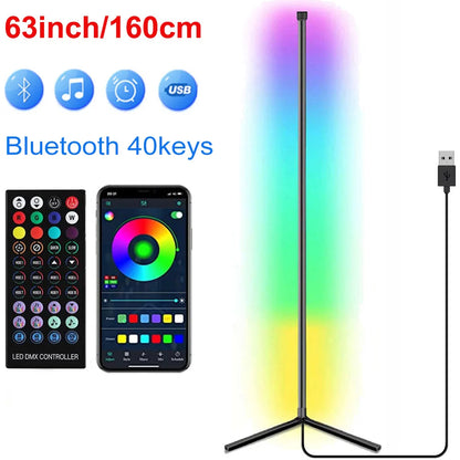 Lámpara de pie de esquina inteligente Tuya de 160cm, iluminación LED RGB regulable, iluminación de ambiente moderna, luces de soporte Alexa para dormitorio, juegos, decoración para sala de estar