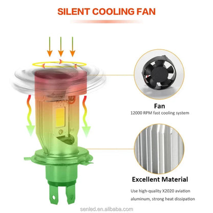 Bombilla con ventiladores H4 BA20D azul/rojo Ojo de Ángel LED faro de motocicleta Scooter faro de motocicleta bombilla DRL Accesorios