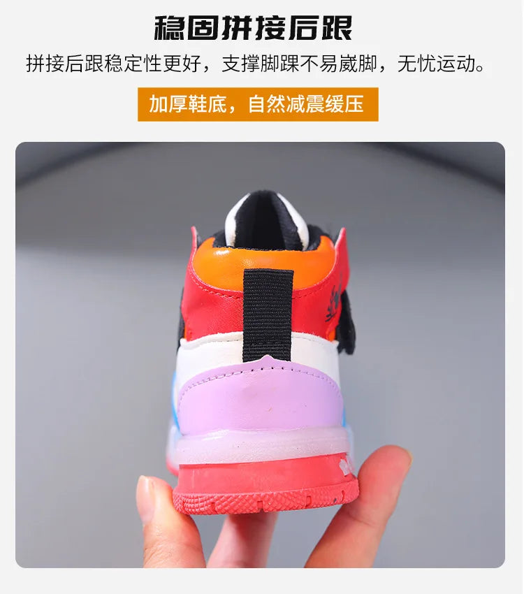 Zapatos Causla de Disney para niñas, zapatillas deportivas informales de cuero PU con LED luminiscentes de Mickey Mouse para niños de 1 a 6 años