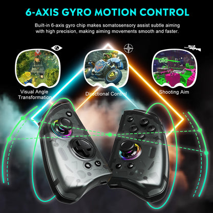 Joy-pad inalámbrico con luz QRD Stellar T5 Original con luces RGB para Switch/Lite/OLED/Switch 2, con programable, Turbo y Macro