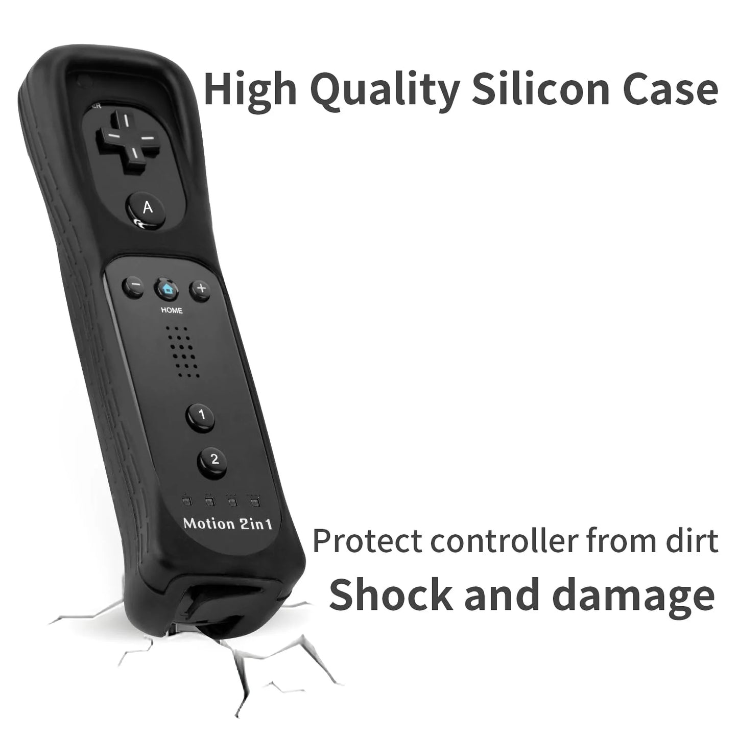Controladores STORM WYRM compatibles con wii y Wii U con Motion Plus incorporado, controlador con funda de silicona y muñeca WU001