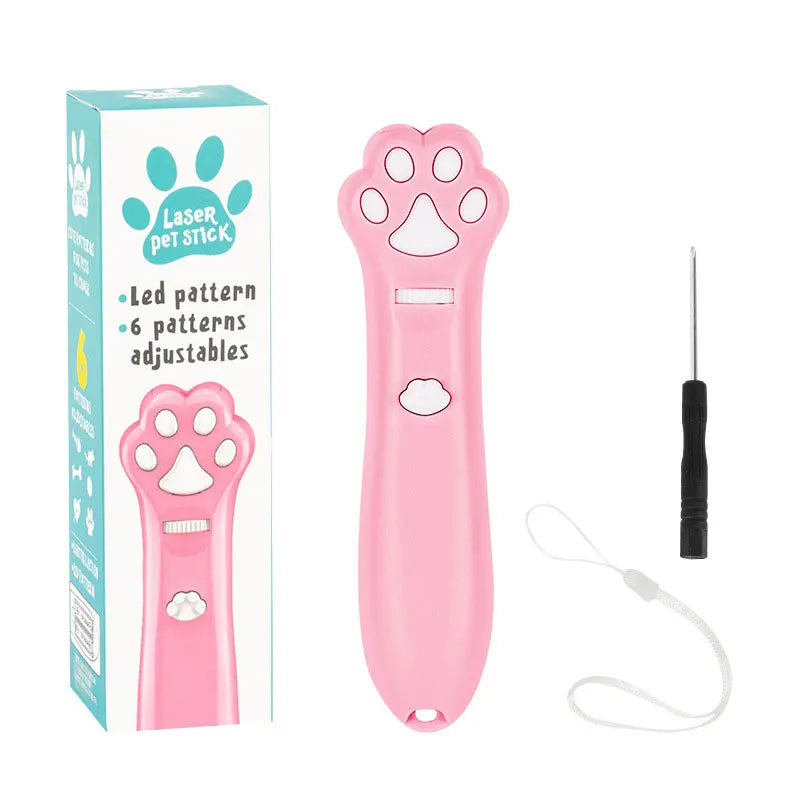 Palo de burla láser para gatos, 5 modos + puntero de luz LED de punto rojo, juguetes de proyección interactivos para interiores, accesorios para perros y gatitos