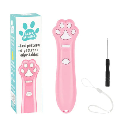 Palo de burla láser para gatos, 5 modos + puntero de luz LED de punto rojo, juguetes de proyección interactivos para interiores, accesorios para perros y gatitos