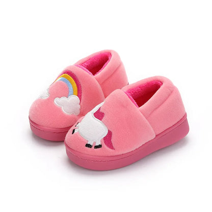 Zapatos cálidos de invierno para niños con bordado de dibujos animados, zapatos de algodón con estampado de coche para niños y niñas, zapatos de interior para el hogar