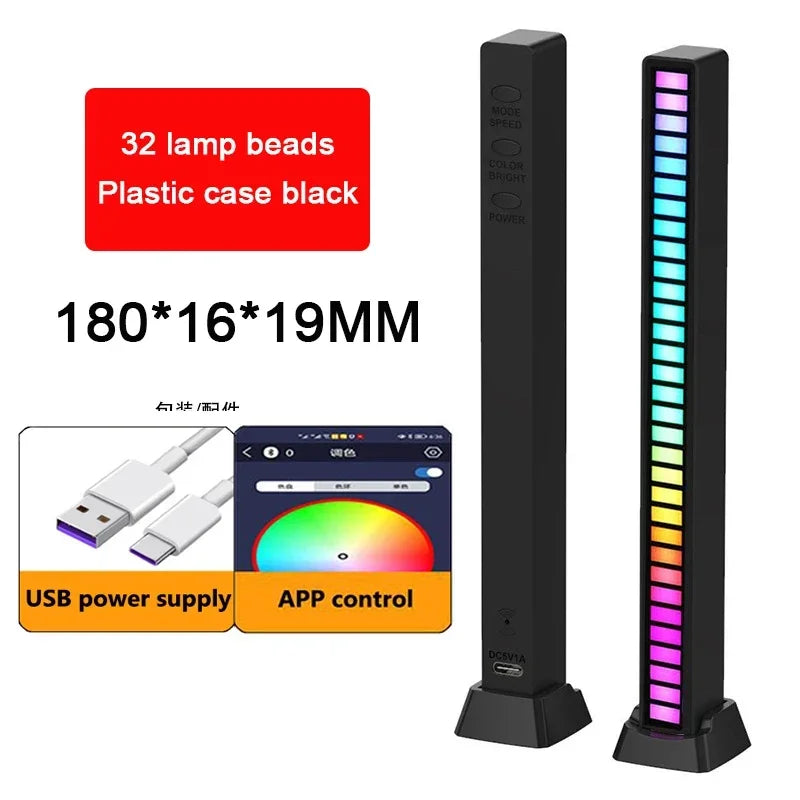 Tira de luces LED RGB, Control de sonido y música, lámpara ambiental de ritmo, luces nocturnas de ambiente para Bar, coche, habitación, TV, decoración para juegos