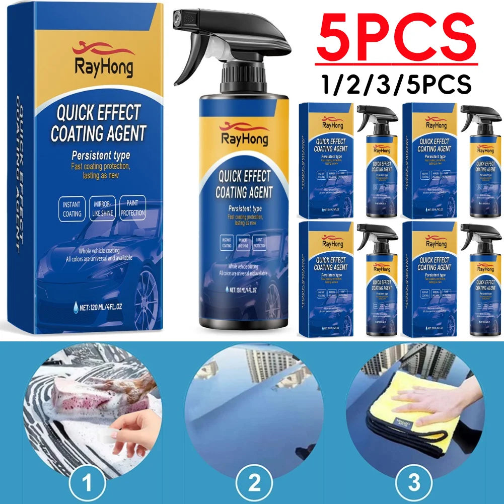Spray de mantenimiento de abrillantado de coche de secado rápido, 1-5 uds., 120ML, revestimiento cerámico, capa hidrofóbica de revestimiento automático para abrillantado de coches