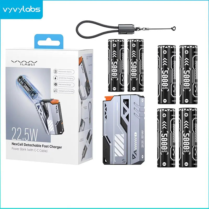 VYVYLABS 30000mAh banco de energía CCC desmontable cargador rápido 22,5 W cargador portátil inalámbrico 21700 PowerBank para batería de repuesto iP 17