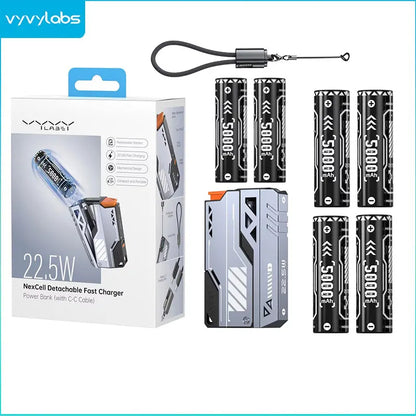 VYVYLABS 30000mAh banco de energía CCC desmontable cargador rápido 22,5 W cargador portátil inalámbrico 21700 PowerBank para batería de repuesto iP 17