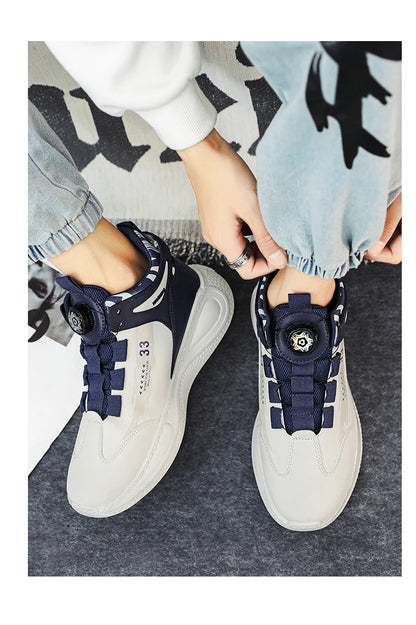 Zapatillas de deporte para hombre con hebilla giratoria, cómodas, antideslizantes, con cordones, duraderas, para actividades al aire libre