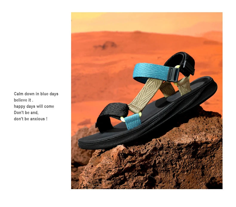 Sandalias Wadable de verano para exteriores, plantilla para esterilla de Yoga con soporte para arco para hombre, zapatillas de playa abiertas de gladiador, zapatos planos antideslizantes y duraderos para hombre