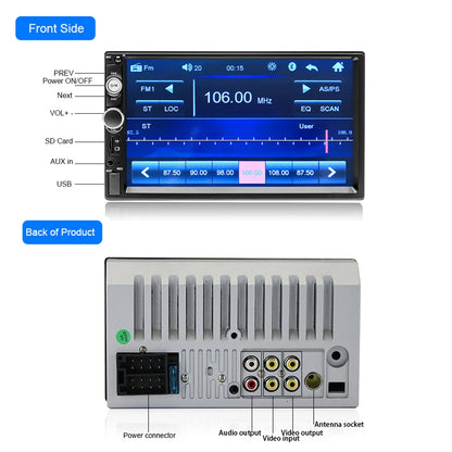 Podofo 2 din Radio de coche 7 "HD Autoradio reproductor Multimedia 2DIN pantalla táctil Auto audio estéreo de coche MP5 Bluetooth USB TF FM cámara