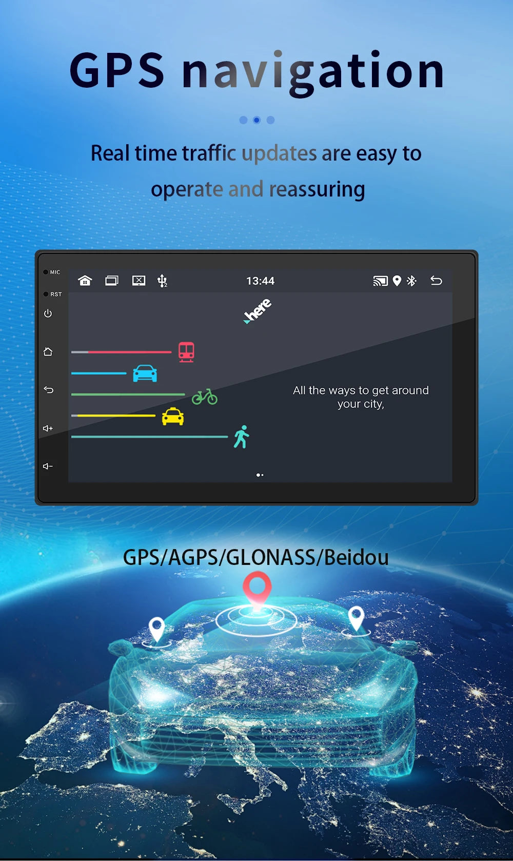 Reproductor Multimedia Universal de 7, 9 y 10 pulgadas pantalla coche android auto con GPS carplay inalambrico WIFI, CarPlay inalámbrico, Android 13, 2 Din, Radio FM, RECEPTOR ESTÉREO sistemas inteligentes de coche