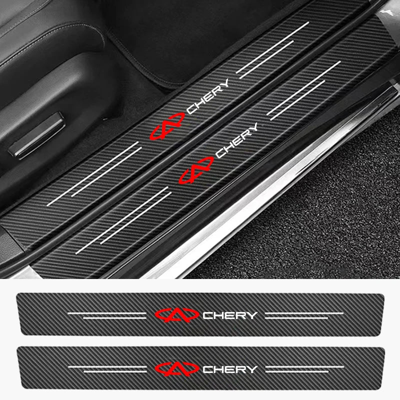 4 Uds pegatina decorativa de protección de umbral de coche para Chery Tiggo 2 3 4 7 8 Pro QQ Iq Fulwin Blossom Fulwin Arrizo