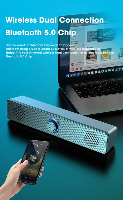 Barra de sonido para PC, altavoz con cable y Bluetooth, barra de sonido alimentada por USB para TV, Pc, portátil, juegos, sistema de Audio envolvente para cine en casa