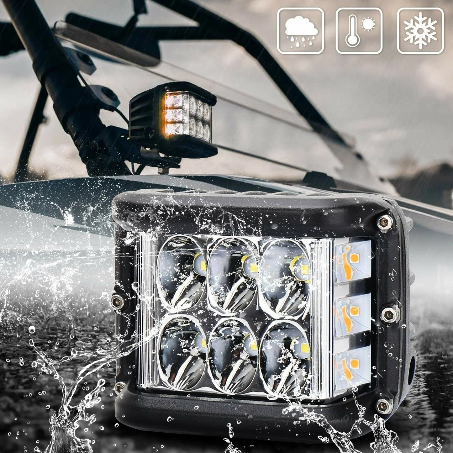 NLpearl-luz LED de trabajo de 4 ", doble cara, lámpara estroboscópica blanca y ámbar, luz intermitente todoterreno para coche, camión, camioneta, barco, Suv