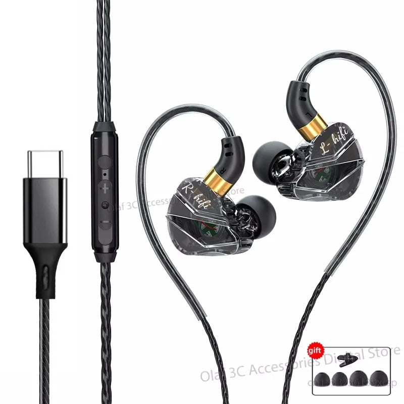 OLAF 3,5mm Jack tipo C enchufe auriculares con cable auriculares de graves HIFI auriculares intrauditivos Gamer auriculares manos libres para Xiaomi Huawei Samsung